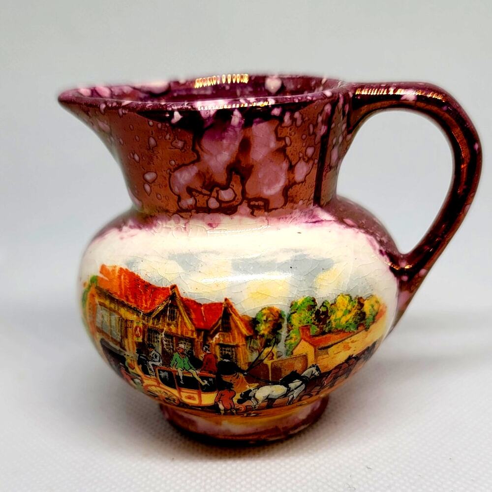 Luster Ware Bright Pink White Speckled Ceramic Grays Pottery England Dickens Day